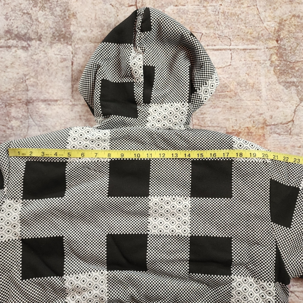 Black and White Checkered Full Zip Lined Hoodie - Picture 10 of 13